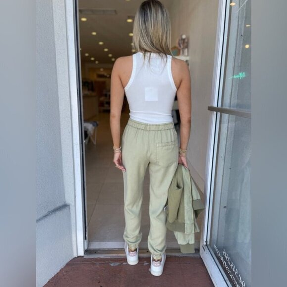 YOUNG FABULOUS & BROKE YFB Trooper‎ Pant Tencel Joggers Size small Green Coastal - Picture 2 of 13